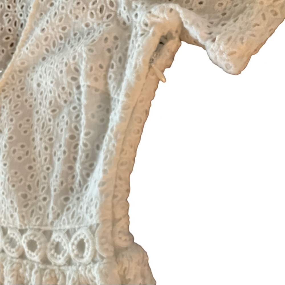 Aqua Eyelet Little White Dress - Picture 5 of 9